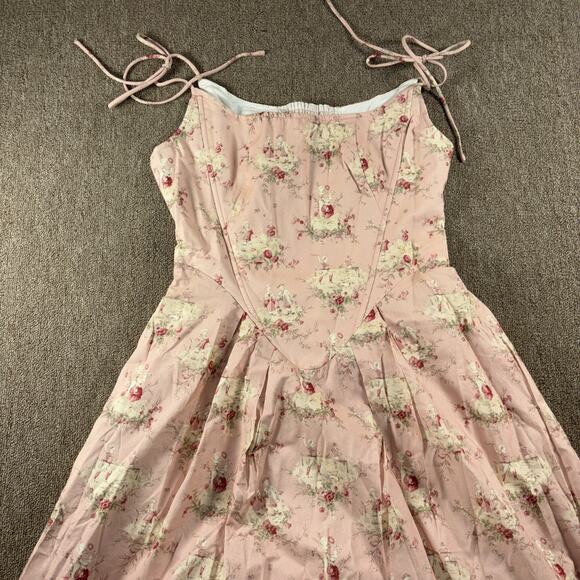 Lace Made Dresses & Skirts - Women’s Pink Floral Tie-Shoulder Sundress